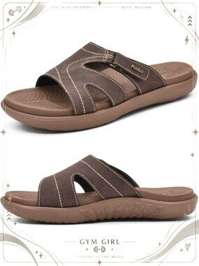 Womens Orthotic Slides Arch Support Slip On Sandals Faux Leather Walking